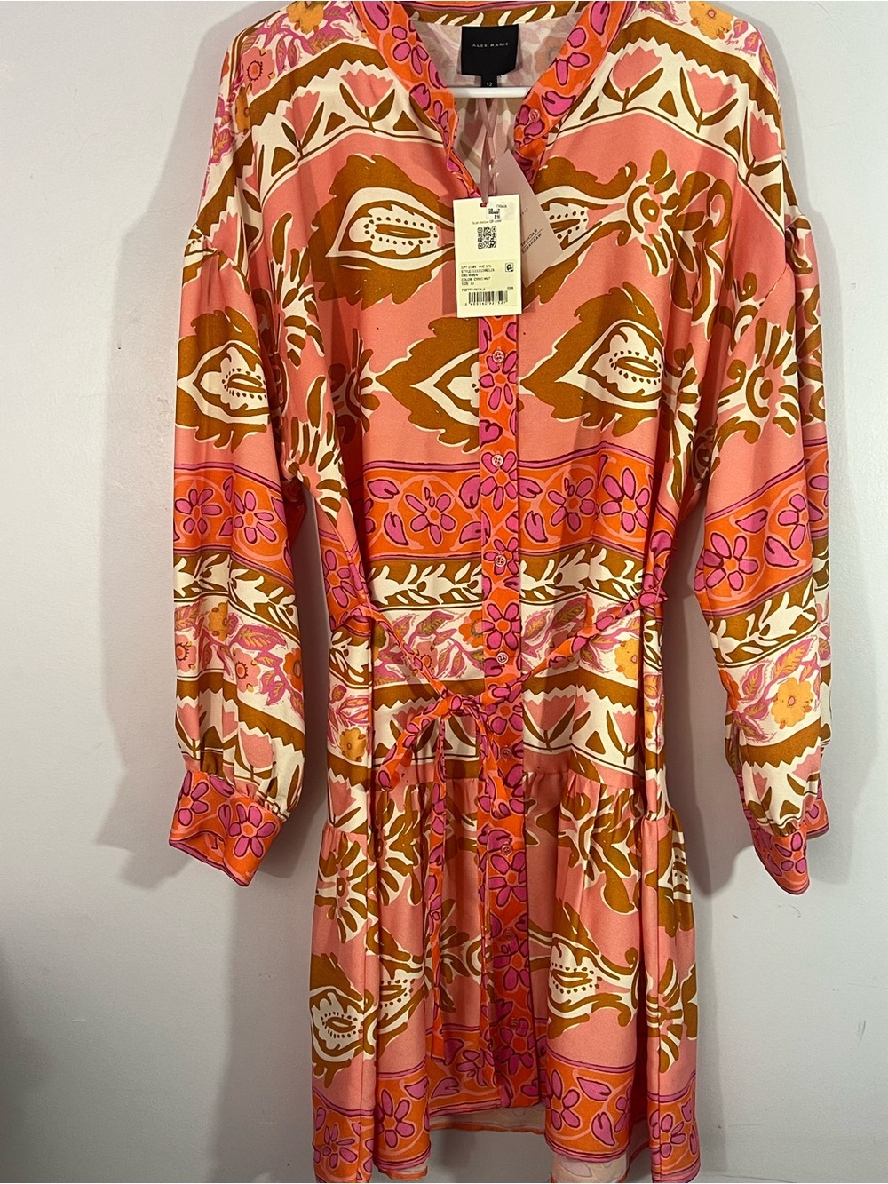NWT Alex Marie Wren Dress,12, Pretty Petals Pink Orange Floral Belted MSRP $169